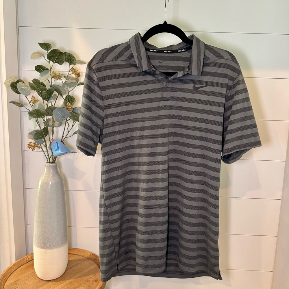 Nike Men's Dark Gray Striped Polo